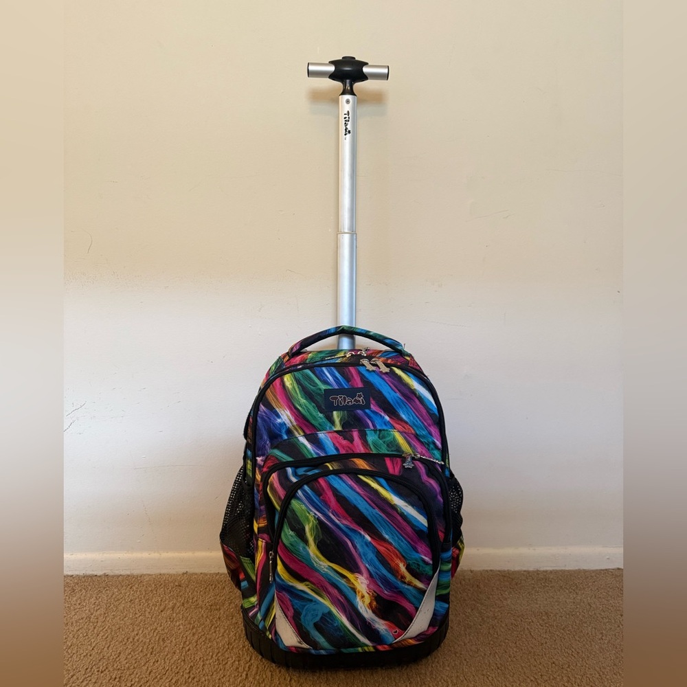 Tilami Colorful Stripes 18-inch Rolling Backpack with Wheels